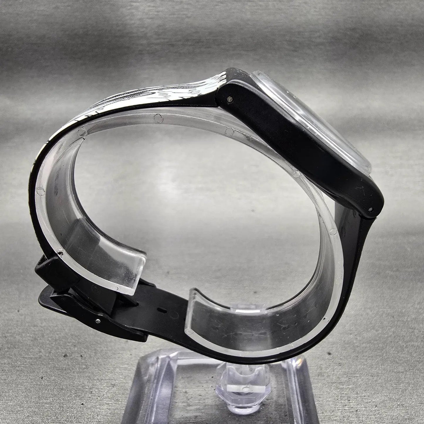 Swatch Gent GLANCE Watch Men 34mm Silver Dial Black Case Round GB149 New Batt L8