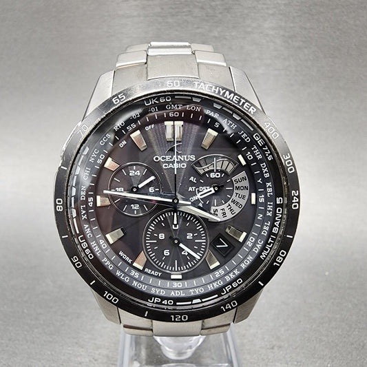 Casio Oceanus OCWM7000 Watch Men 44mm Black Dial Titanium Chrono Solar Works0