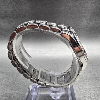 Bulova Watch Women 30mm MOP Dial Silver Tone Crystals Round 96L116 New Battery8