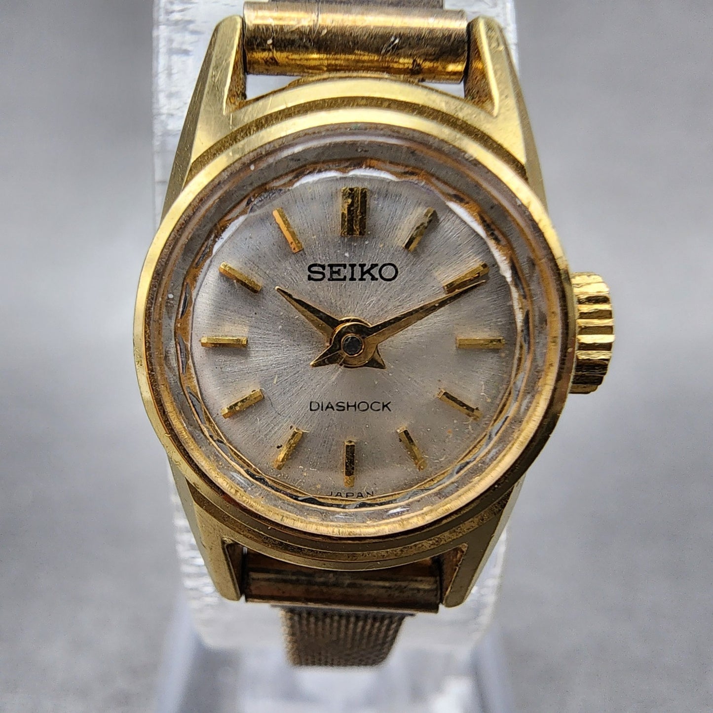 Seiko Watch Women 15mm White Dial Gold Plated Manual Wind Round 100180 Runs1