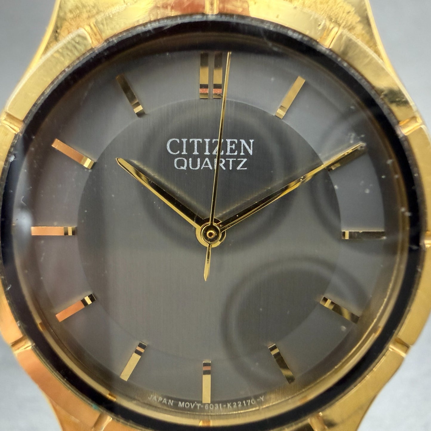 Citizen CQ Watch Men 31mm Gray Dial Gold Tone Round 6031-K06584 New Battery1