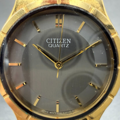 Citizen CQ Watch Men 31mm Gray Dial Gold Tone Round 6031-K06584 New Battery1