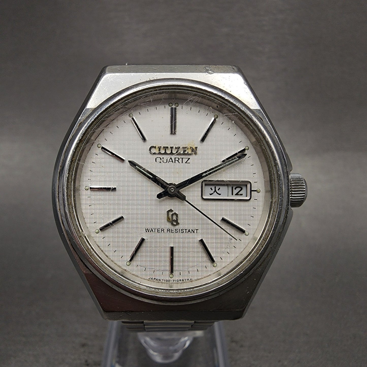 Citizen CQ Watch Men 38mm White Dial Silver Tone Daydate 4730160 PARTS0