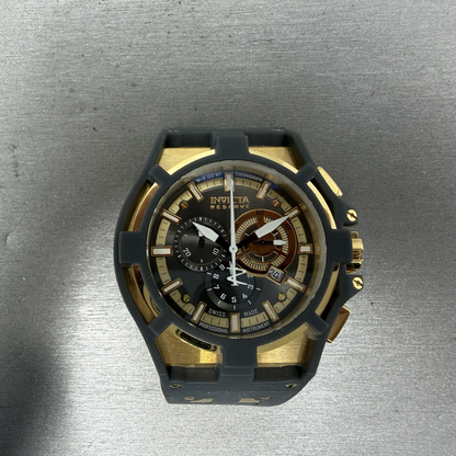 Invicta Reserve Akula II Chronograph Watch Men 51mm Gray Dial Gold Date 06370