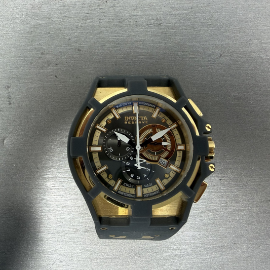 Invicta Reserve Akula II Chronograph Watch Men 51mm Gray Dial Gold Date 06370