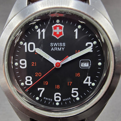 Victorinox Swiss Army Garrison Watch Women 34mm Black Dial Steel Date New Batt N1