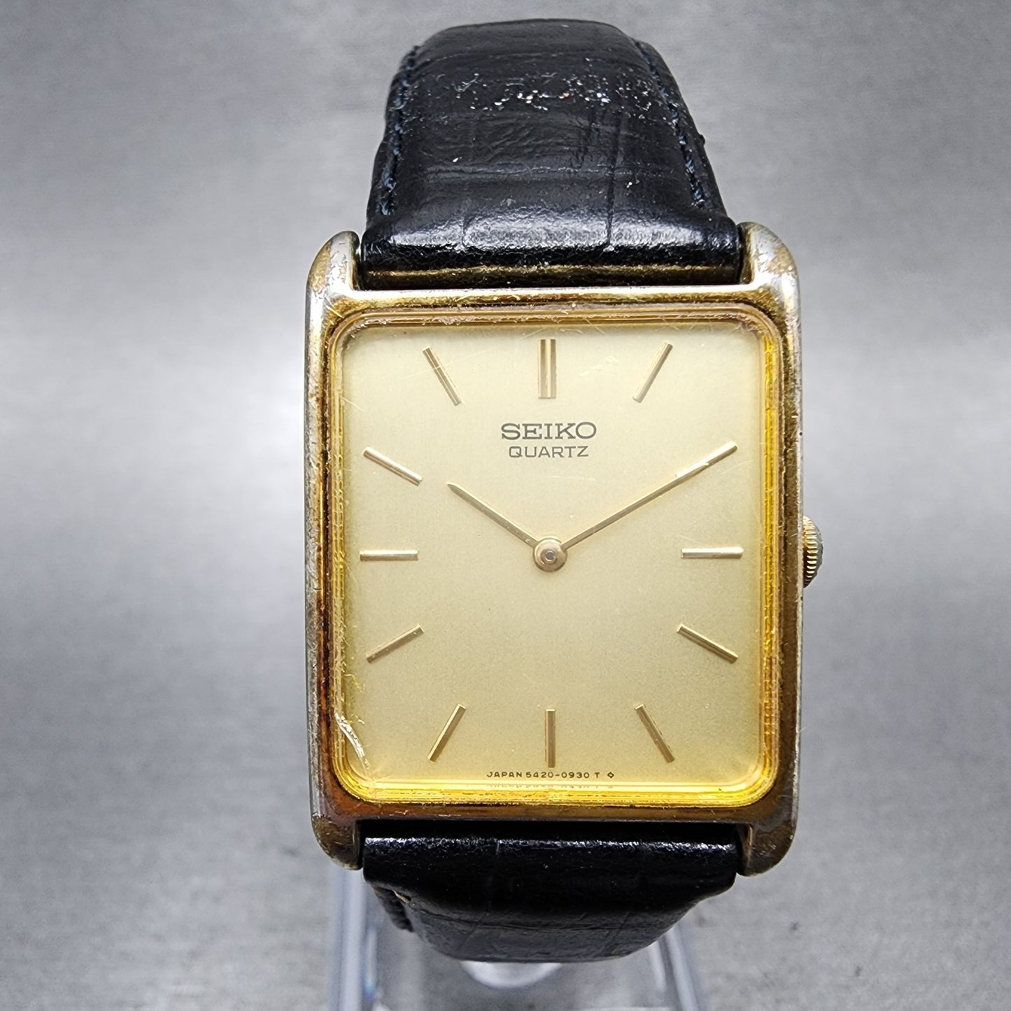 Seiko Tank Watch Men 24mm Champagne Dial Gold Tone 54205460 New Battery0