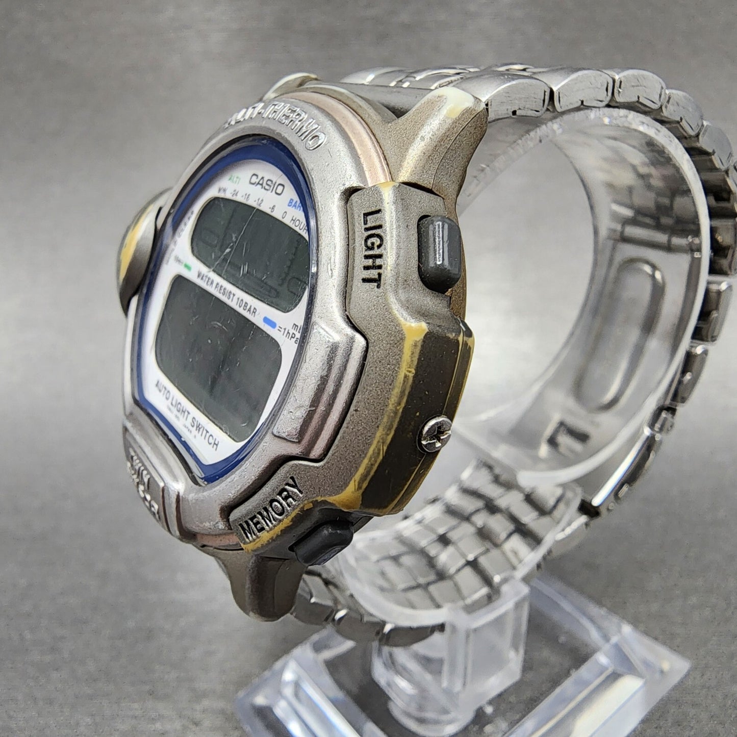 Casio Pro Trek PRL-20 Watch Men 40mm Digital Silver Tone New Battery
