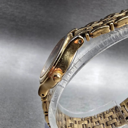 Seiko Watch Women 17mm Green Dial Gold Tone Oval V400-5588 New Battery Vintage2