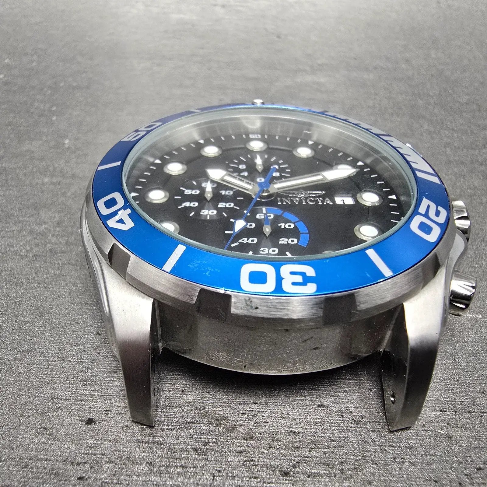 Invicta Pro Diver Chronograph Watch Men 51mm Black Dial Silver Tone 16232 NewBat1