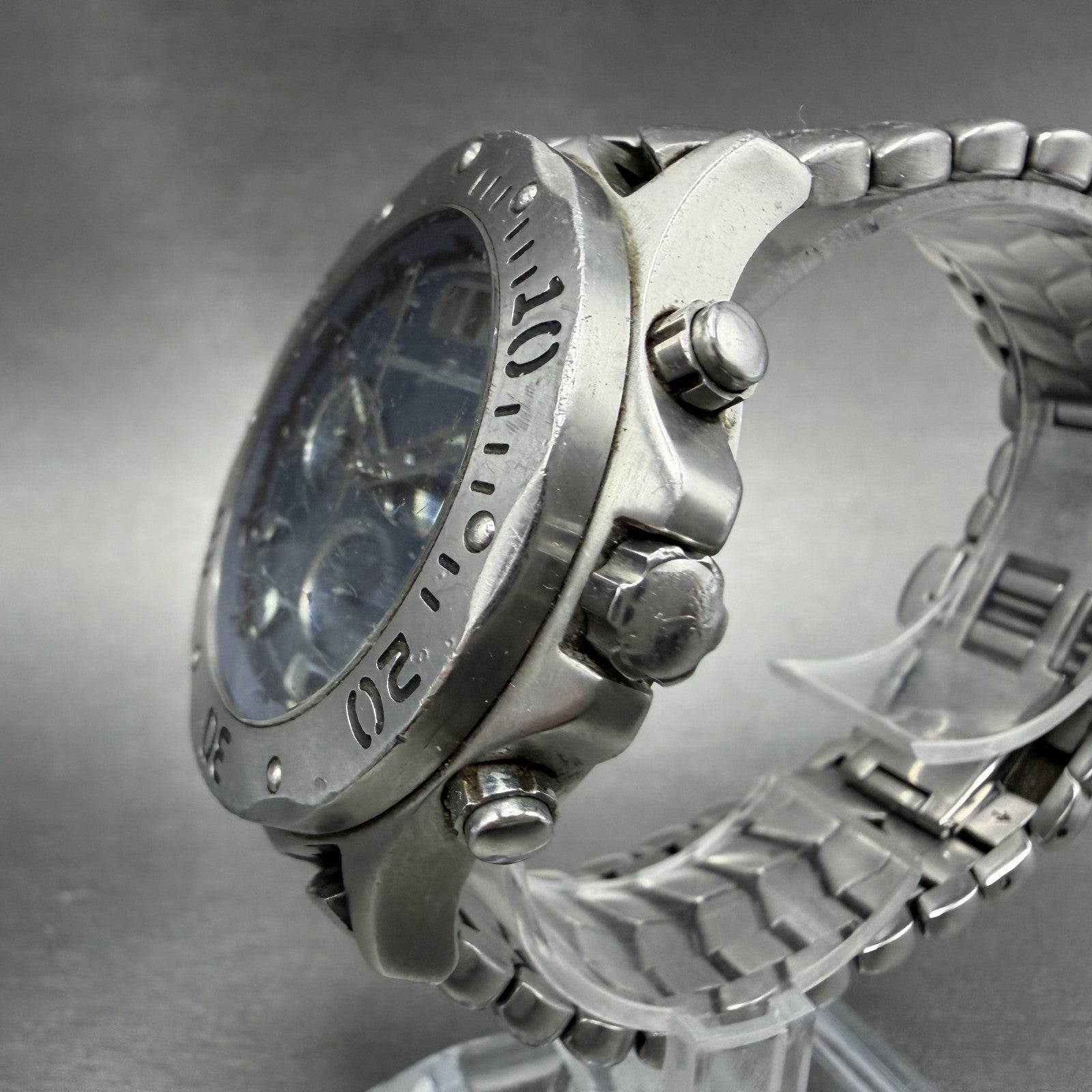 Tommy Bahama Chronograph Watch Men 43mm Blue Dial Steel Big Date TB3013 New Batt2