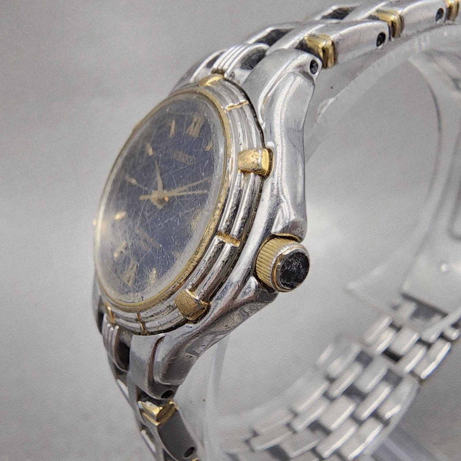 Seiko Watch Women 26mm Blue Dial Two Tone Date Round V7820779 New Battery2