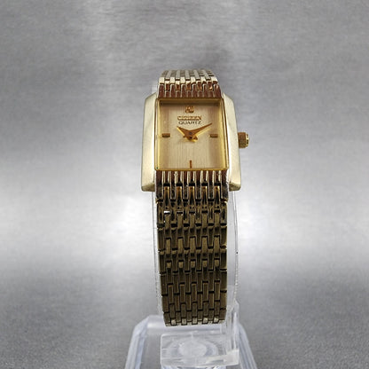 Citizen Tank Watch Women 17mm Champagne Dial Gold Tone Rectangle New Battery5