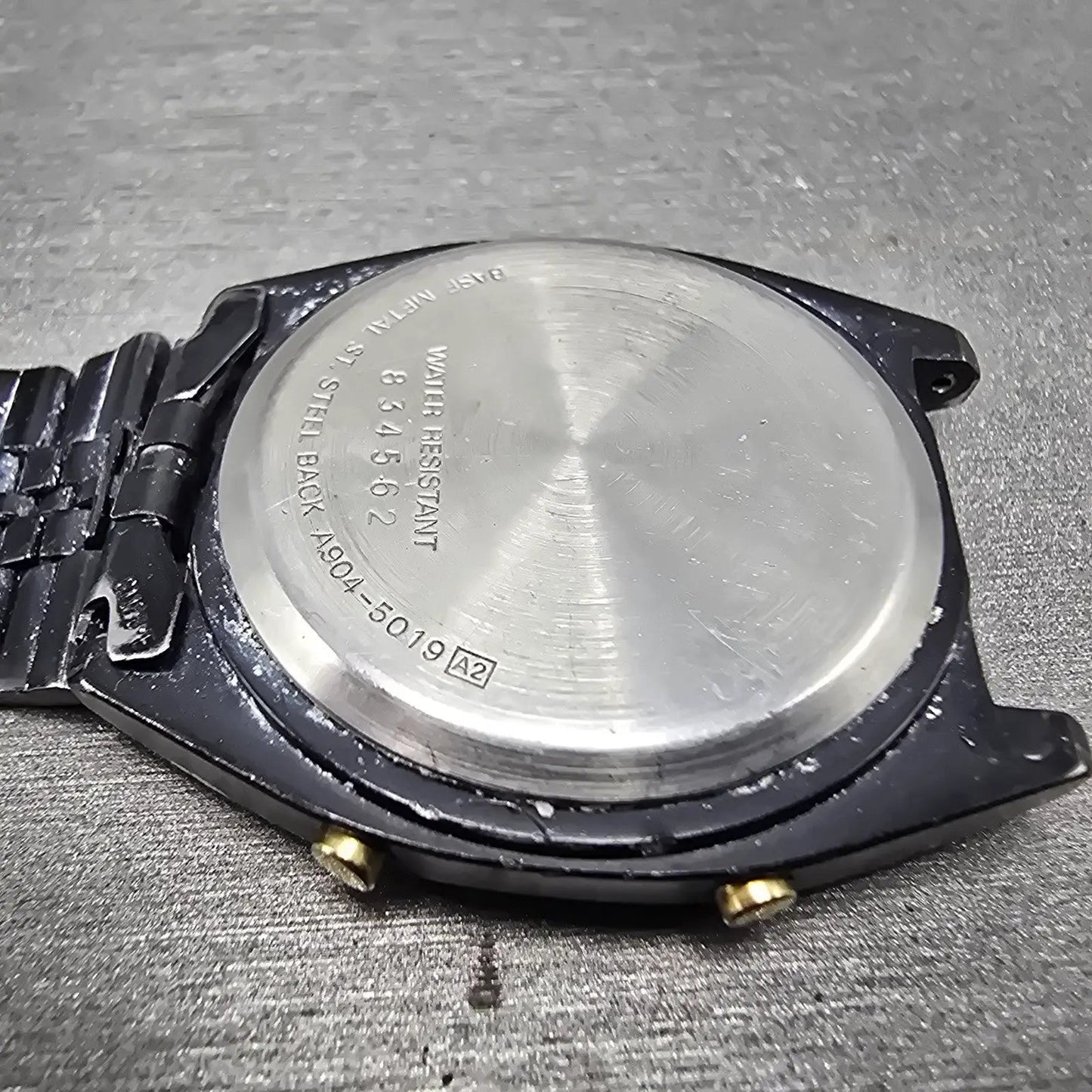 Seiko Digital Watch Men 33mm LCD Black Tone Alarm Chronograph A904-5019 PARTS11