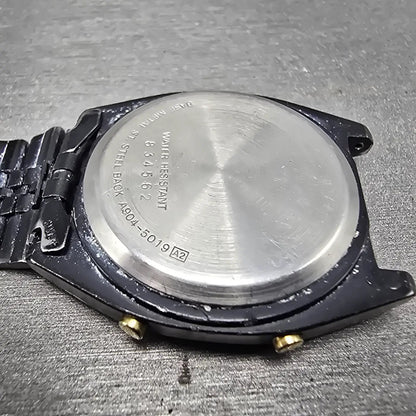 Seiko Digital Watch Men 33mm LCD Black Tone Alarm Chronograph A904-5019 PARTS11