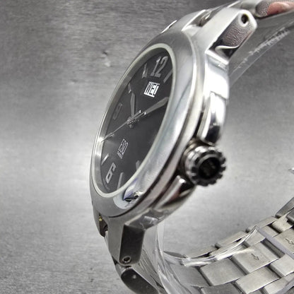 ESQ Watch Men 36mm Black Dial Silver Tone Daydate Round E5312 New Battery Swiss2