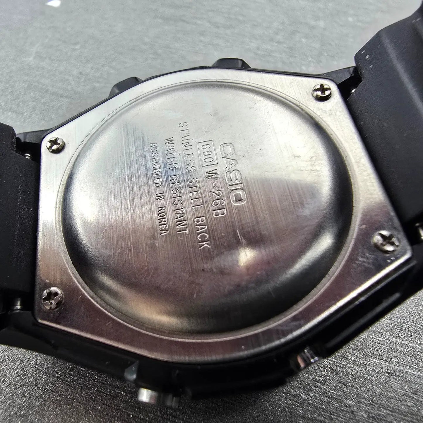 Casio W-26B Watch Men 37mm Black Alarm Chronograph Digital New Battery Vintage9
