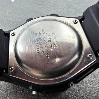 Casio W-26B Watch Men 37mm Black Alarm Chronograph Digital New Battery Vintage9