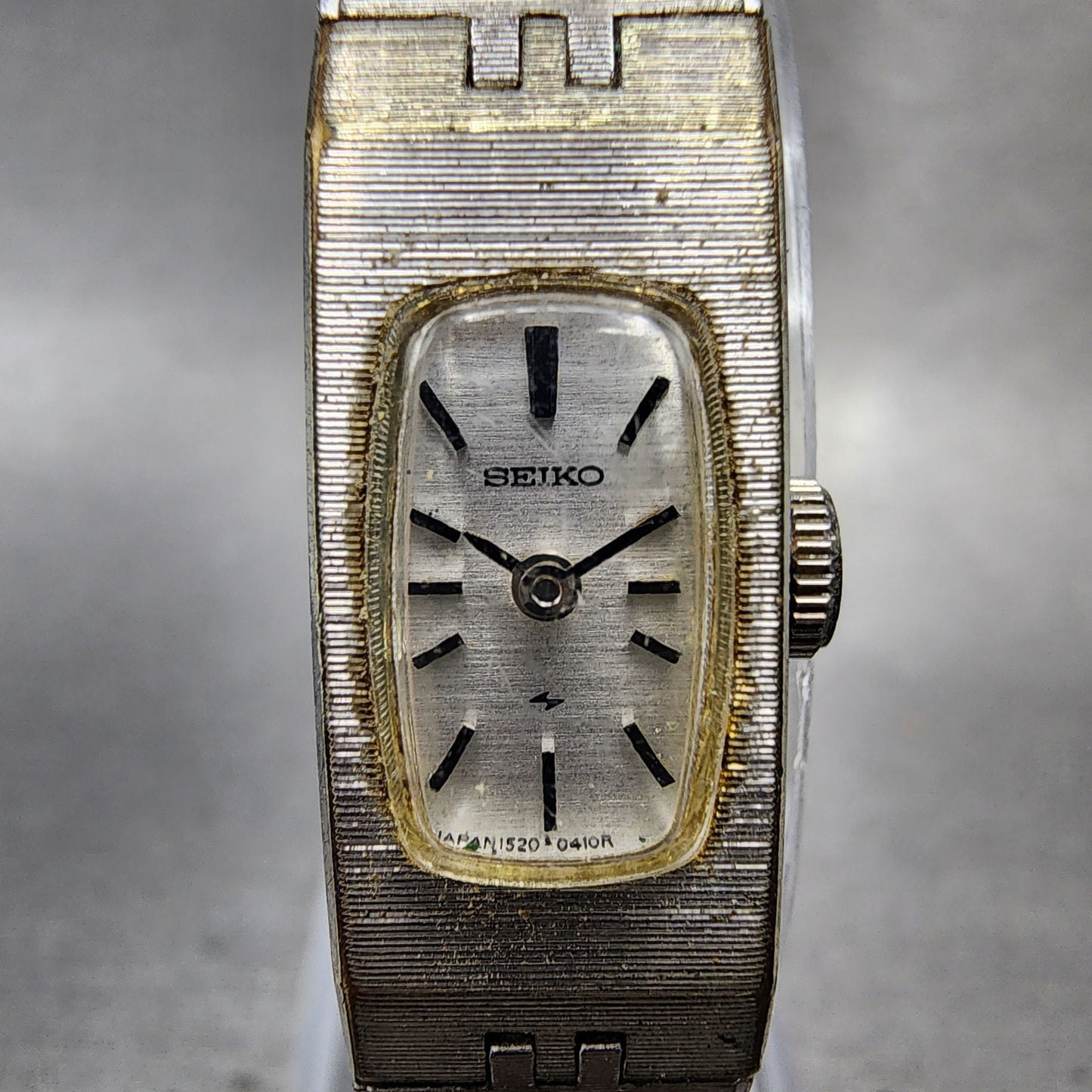 Seiko Tank Watch Women 12mm Silver Dial Silver Tone Rectangle Manual Wind Runs1