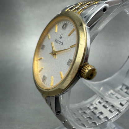 Bulova Watch Women 27mm Silver Dial Two Tone Round 98P115 New Battery Diamond2