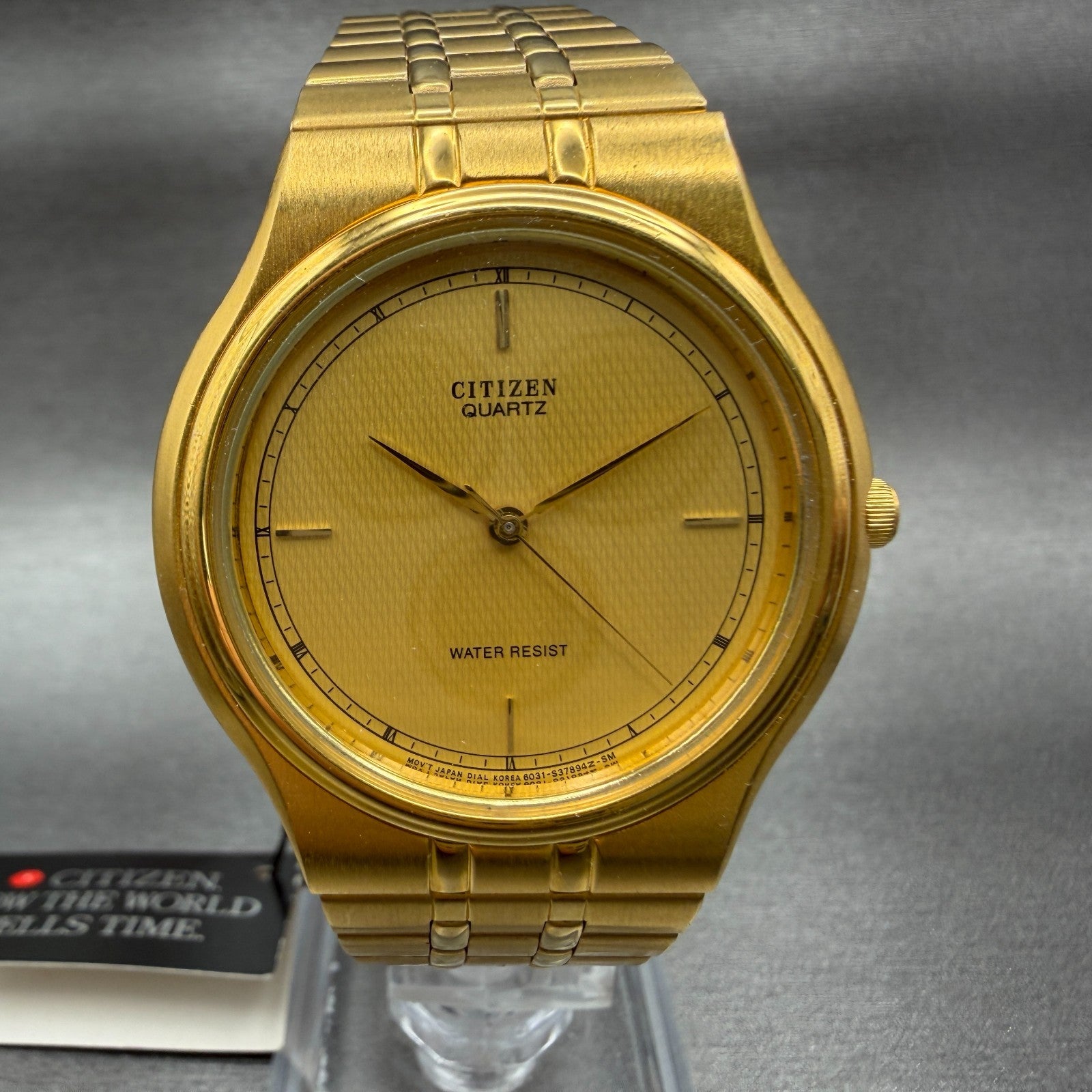 Citizen Watch Men 35mm Gold Dial Gold Tone Round 6031S10344 NOS PARTS Vintage0