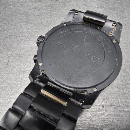 Michael Kors Chronograph Watch Men 51mm Black Dial Black Tone Date MK8196 NewBat15