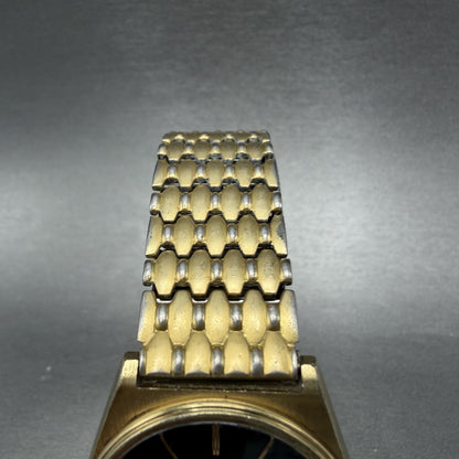Seiko SQ Watch Men 33mm Black Dial Gold Tone Round Daydate VTG 6923-7039 PARTS5