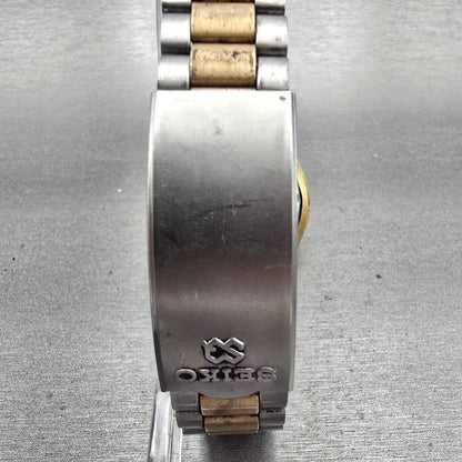 Seiko SQ Watch Men 37mm Silver Dial Two Tone Daydate Round 7546-8049 New Batt7