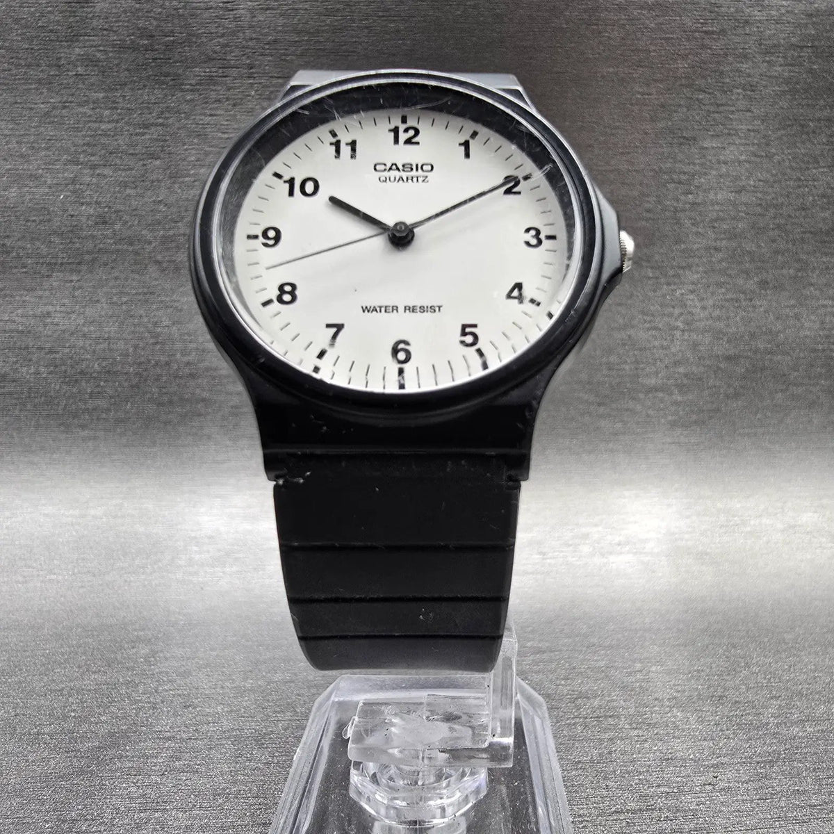 Casio Watch Men 33mm White Dial Black Tone Round MQ-24 New Battery JP5