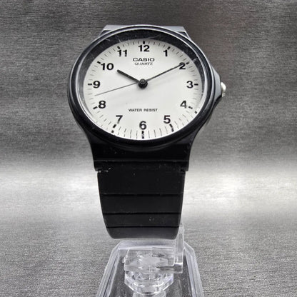Casio Watch Men 33mm White Dial Black Tone Round MQ-24 New Battery JP5