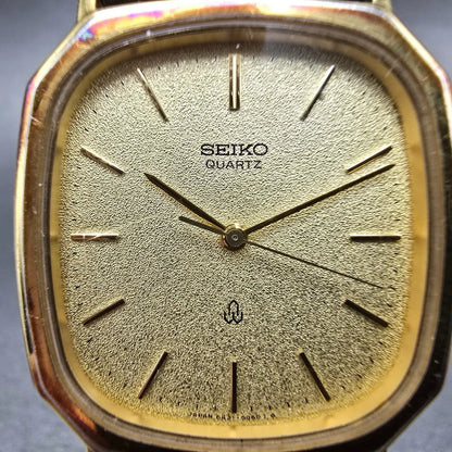 Seiko Watch Men 30mm Champagne Dial Gold Tone Octagon 6431-5030 New Battery1