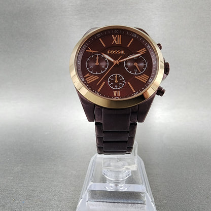 Fossil Modern Courier Watch Women 36mm Brown Dial Purple Tone Chrono New Battery5