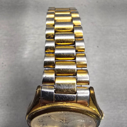 Seiko Alba Watch Men 35mm Champagne Dial Two Tone Daydate V733-7A70 New Battery4