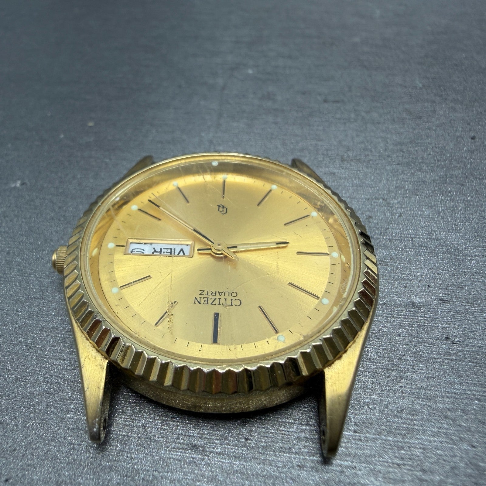 Citizen CQ President Watch Men 35mm Champagne Dial Gold Tone Daydate PARTS5