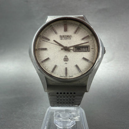 Seiko Watch Men 36mm Silver Dial Silver Tone Daydate 0843-8041 New Battery VTG5