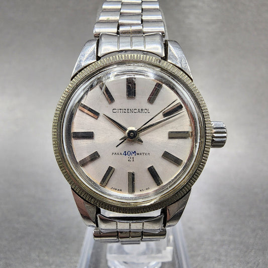 Citizen Carol Watch Women 25mm White Dial Steel Manual Wind 21 Jewels Runs0