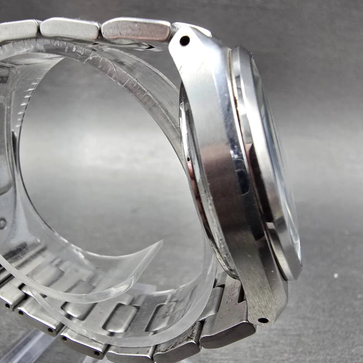 Seiko Chronograph Watch Men 36mm Black Dial Silver Tone Date 7T62-0AA0 PARTS VTG4