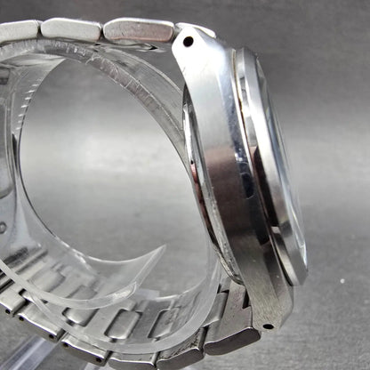 Seiko Chronograph Watch Men 36mm Black Dial Silver Tone Date 7T62-0AA0 PARTS VTG4