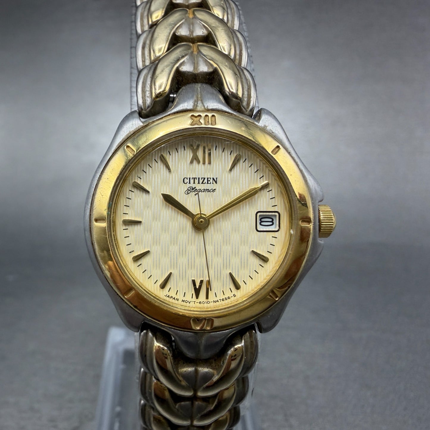 Citizen Elegance Watch Women 25mm Champagne Dial Two Tone Round New Battery ABC0