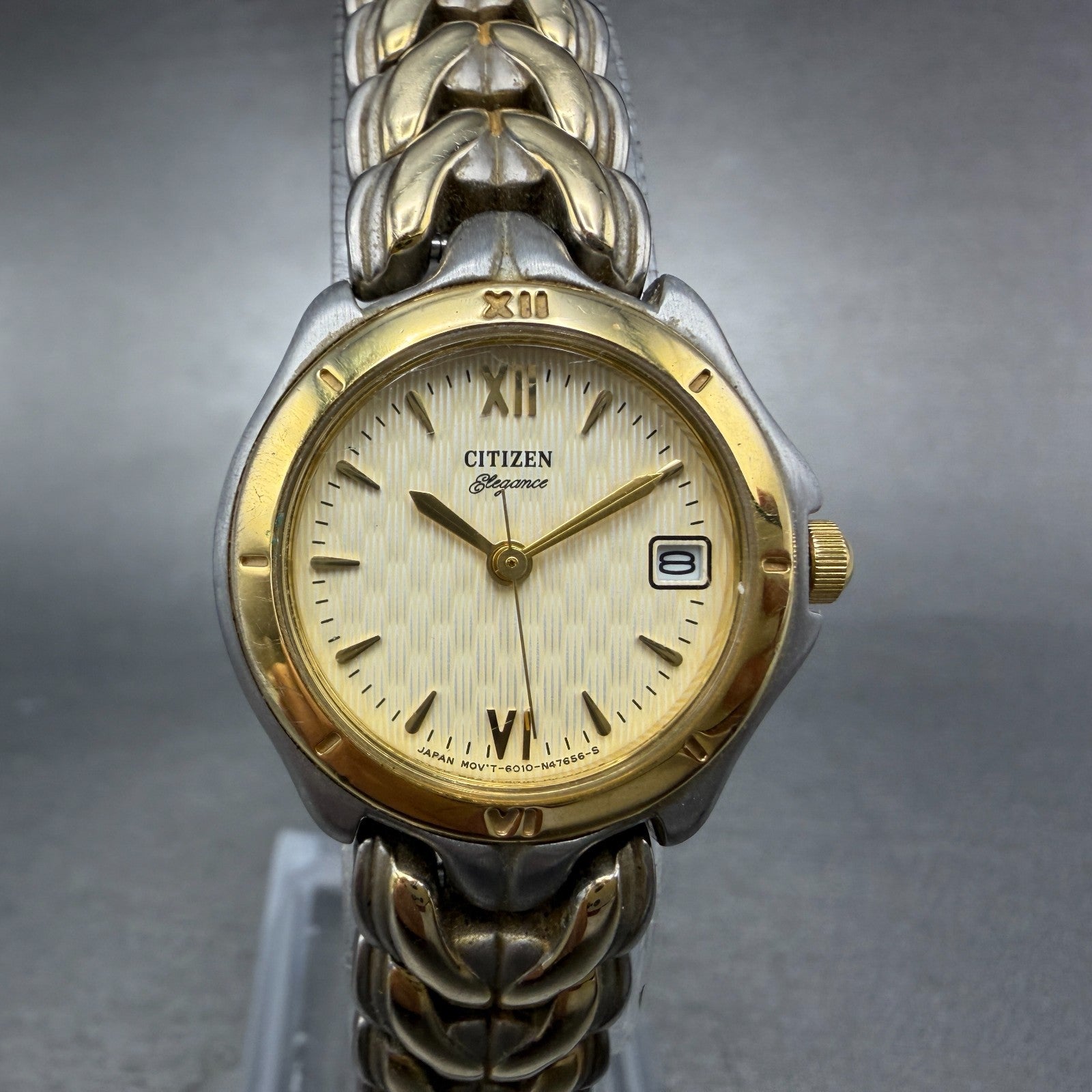 Citizen Elegance Watch Women 25mm Champagne Dial Two Tone Round New Battery ABC0