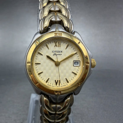 Citizen Elegance Watch Women 25mm Champagne Dial Two Tone Round New Battery ABC0