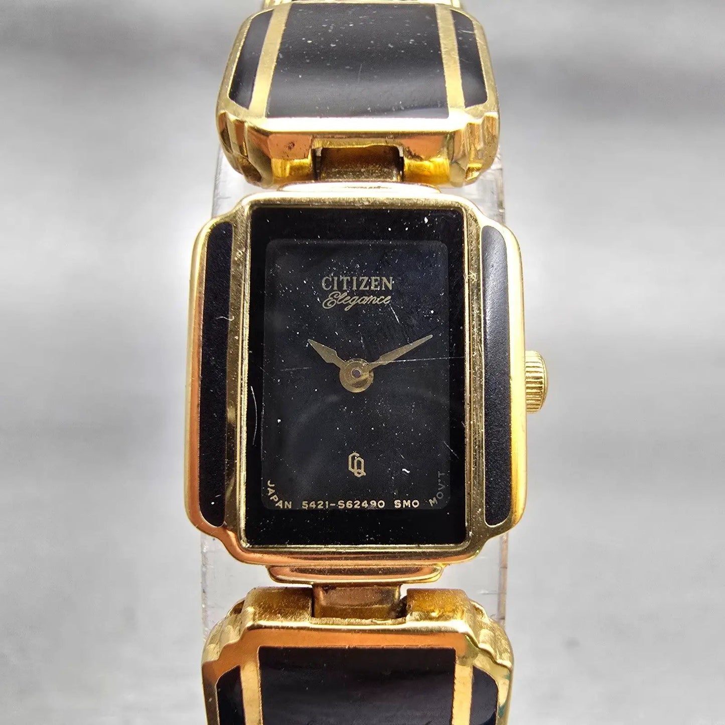 Citizen Elegance Watch Women 14mm Black Dial Two Tone Rectangle 5421 New Battery0