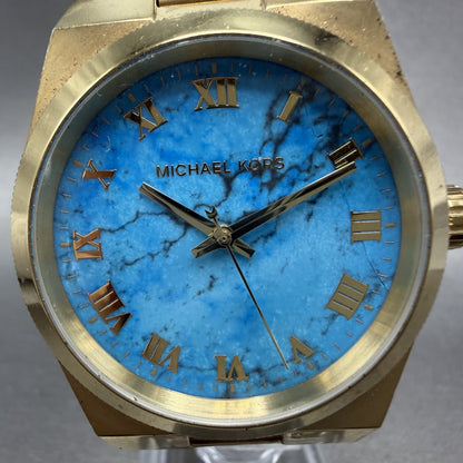 Michael Kors Channing Watch Women 38mm Turquoise Dial Gold Tone MK5894 New Batt1