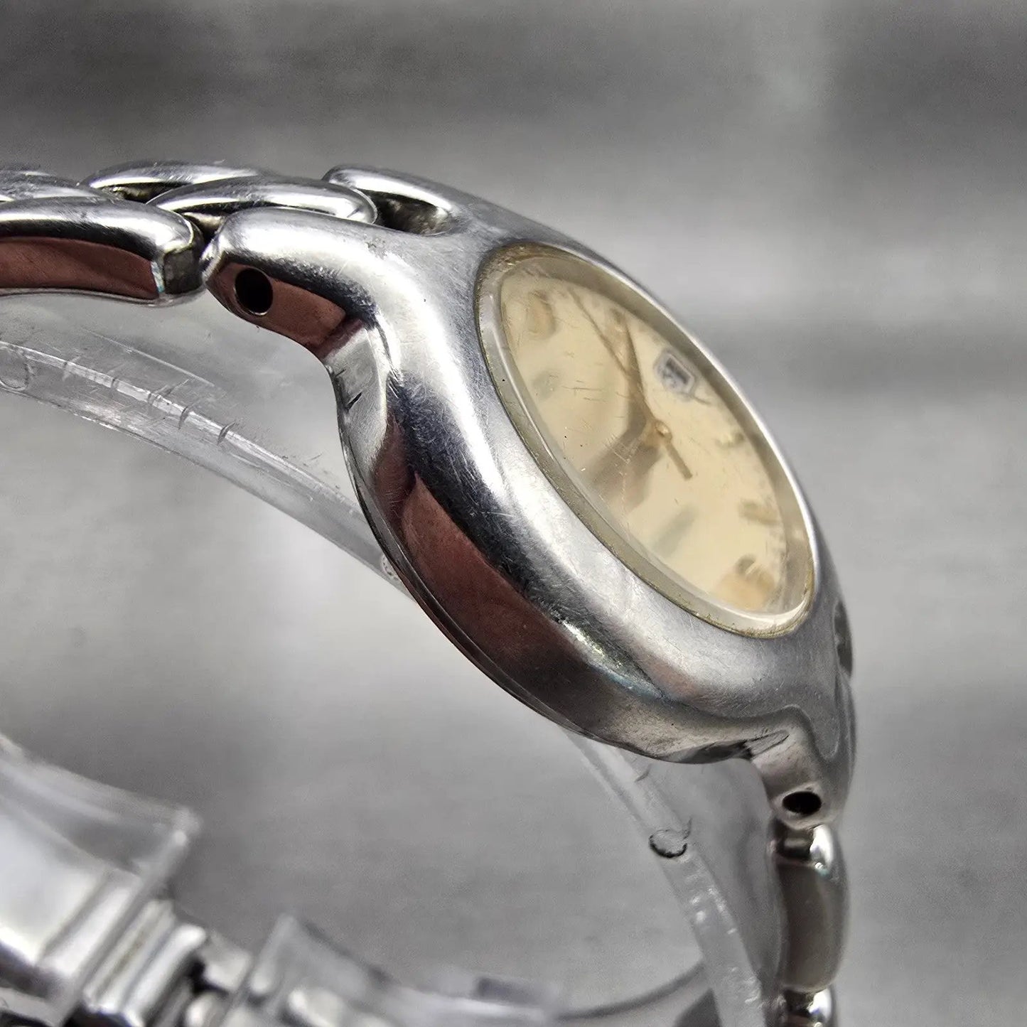 Seiko SQ Watch Women 25mm Cream Dial Silver Tone Date Round 7N82-6D20 New Batt3