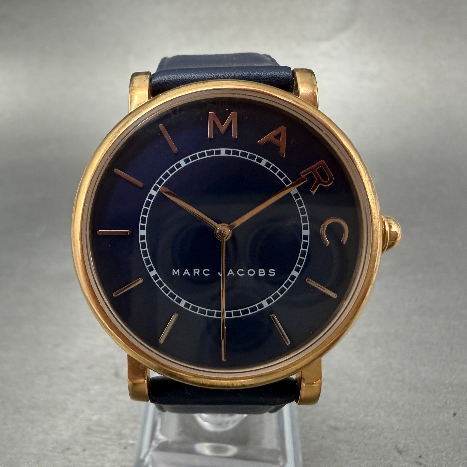 Marc Jacobs Roxy Watch Unisex 36mm Blue Dial Rose Gold Tone MJ1534 New Batt0