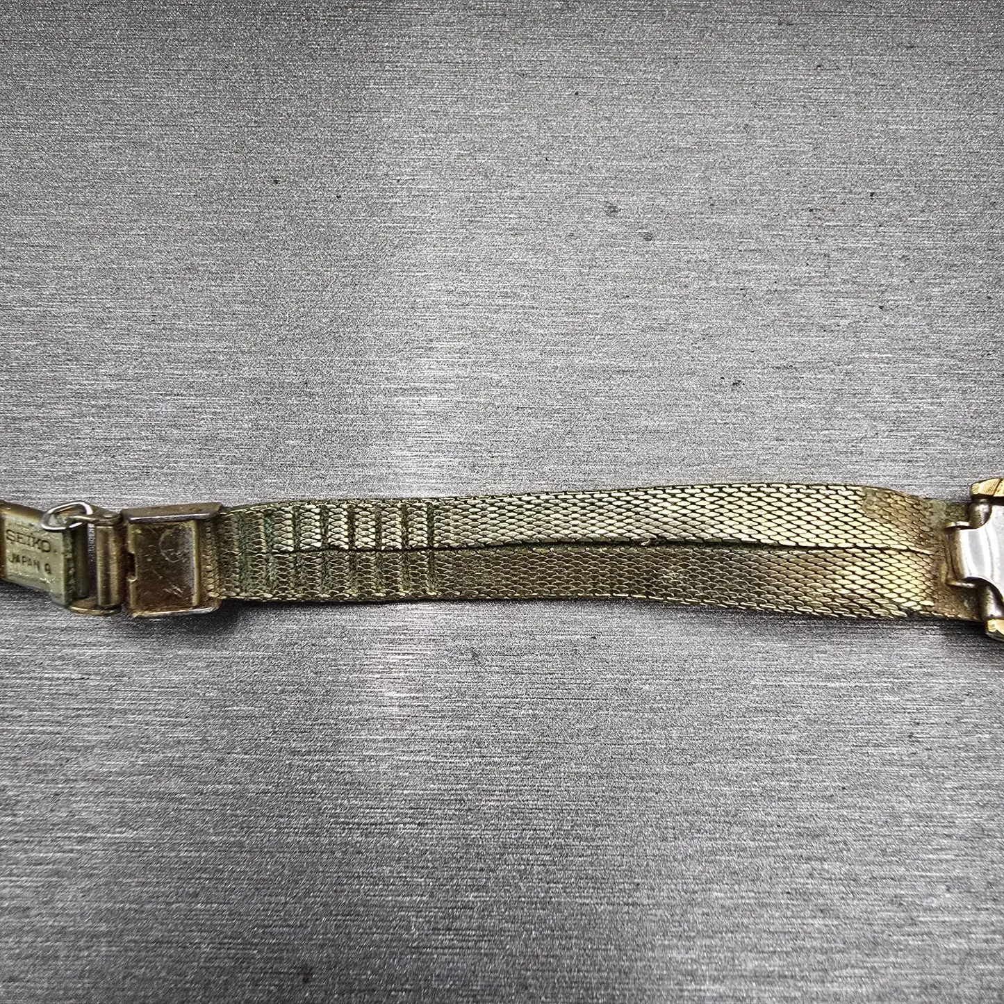 Seiko Watch Women 15mm Gold Dial Gold Tone Rectangle 11-3189 Vintage Works10