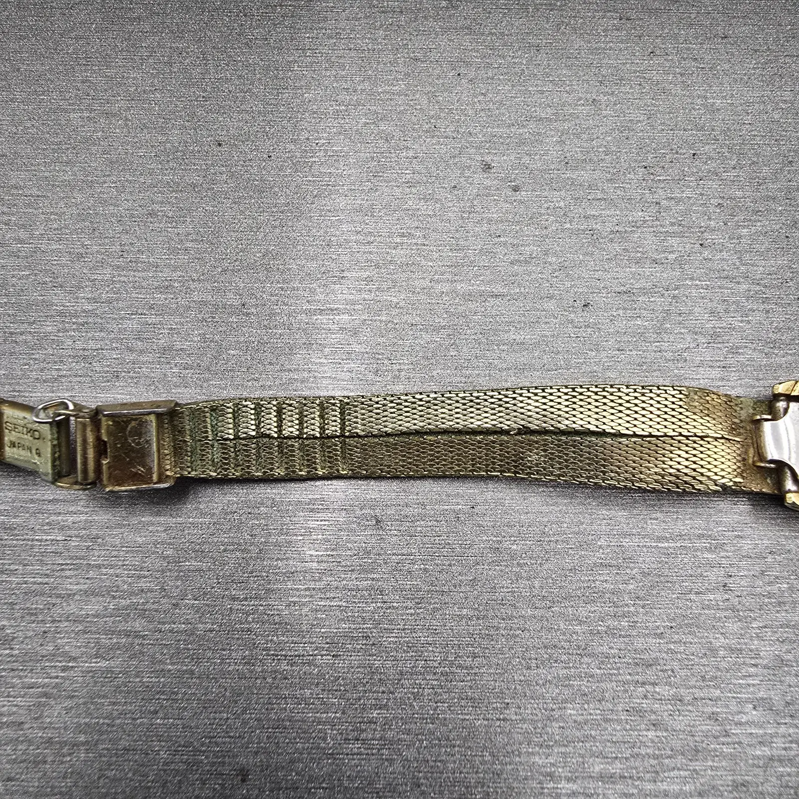 Seiko Watch Women 15mm Gold Dial Gold Tone Rectangle 11-3189 Vintage Works10