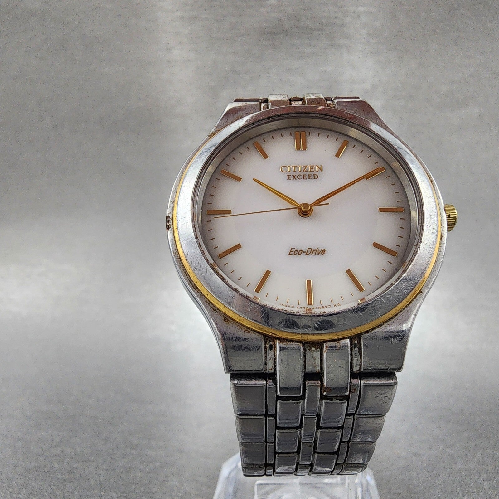 Citizen Exceed EcoDrive Watch Men 35mm White Dial Two Tone A730H09467 PARTS5