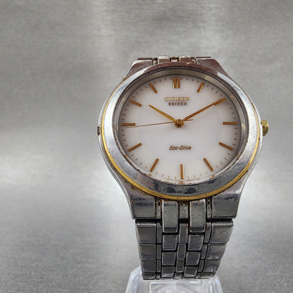 Citizen Exceed EcoDrive Watch Men 35mm White Dial Two Tone A730H09467 PARTS5