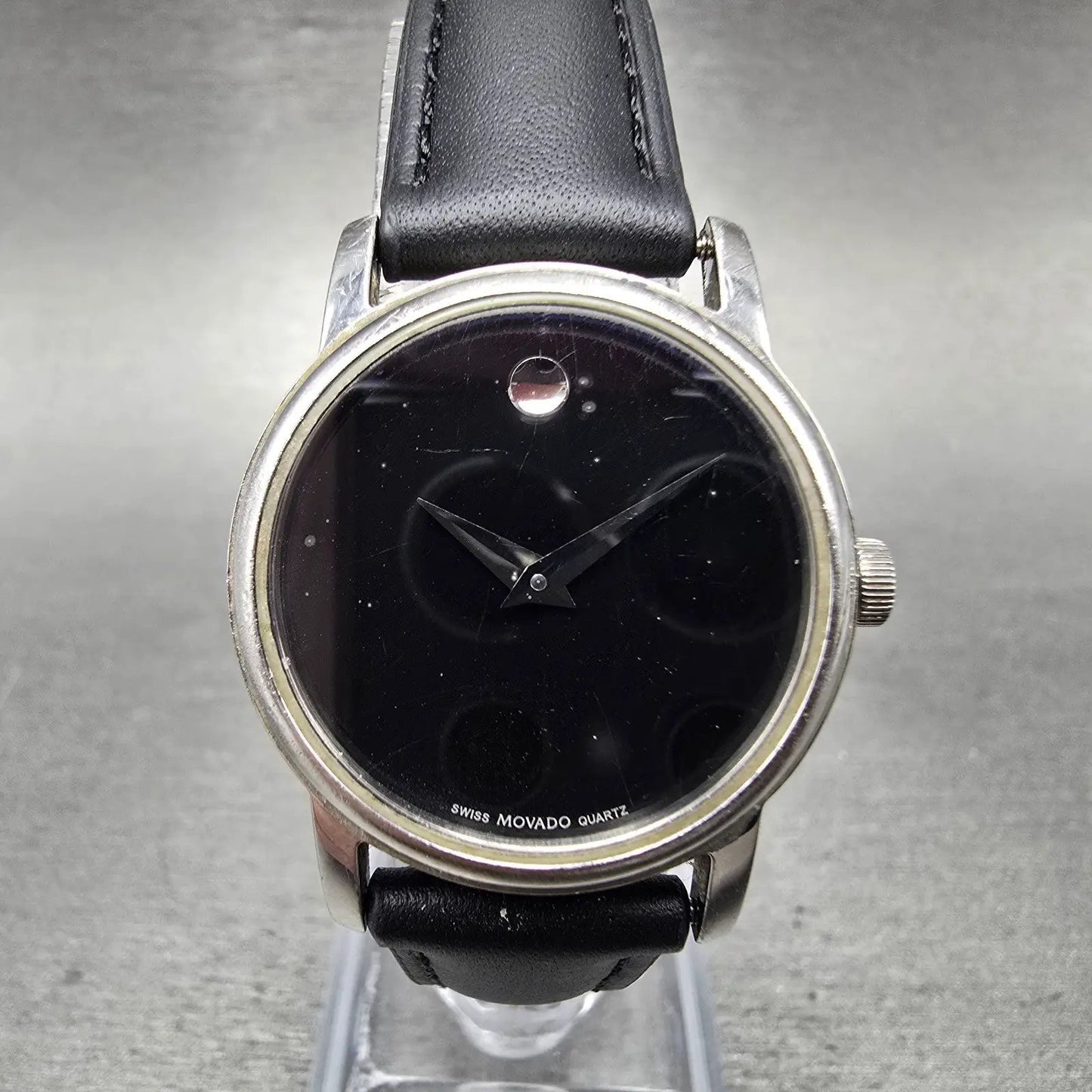 Movado Museum Watch Women 27mm Black Dial Silver Tone MO.01.3.14.600L NewBattery0
